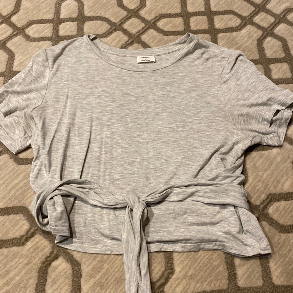 Grey Tie front top from Aritzia